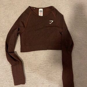 Gymshark Dark Brown Long Sleeve Crop Top